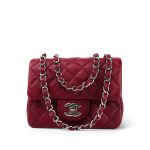 17B Red Caviar Quilted Mini Square Flap Silver Hardware - Image 16