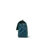 23P Multi Tone Green Patent Quilted Mini Rectangular Flap LGHW - Image 2