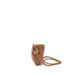 24K Caramel Lambskin Quilted Pearl Crush Waist Bag Aged Gold Hardware - Image 7