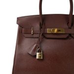 Birkin 30 Maron Fonce Epsom Gold Plated A Square Stamp - Image 3