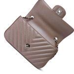 17B Rose Gold Iridescent Caviar Chevron Mini Rectangular Flap Silver Hardware - Image 11