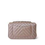 17B Rose Gold Iridescent Caviar Chevron Mini Rectangular Flap Silver Hardware - Image 4
