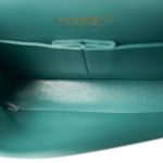 Iridescent Green Lambskin Quilted Classic Flap Medium Light Gold Hardware - Image 8