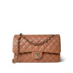 21P Caramel Lambskin Quilted Classic Flap Medium LGHW - Image 4