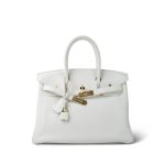 Birkin 30 White Clemence Gold Plated N Square Stamp - Image 14