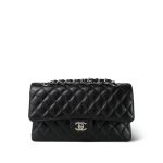 Black Caviar Quilted Classic Flap Medium Silver Hardware