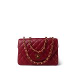 Red Lambskin Quilted Half Moon Flap Small GHW - Image 12