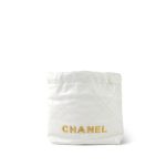White Calfskin Quilted Mini 22 Bag Aged Gold Hardware - Image 2