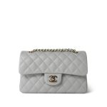 21A Grey Caviar Quilted Classic Flap Small Light Gold Hardware - Image 2