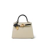 Kelly Sellier 25 Bi-Color Horseshoe (HSS) Craie/Noir Epsom Gold Plated D Stamp - Image 6