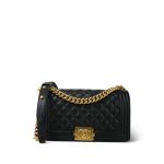 Black Caviar Quilted Boy Bag Old Medium Aged Gold Hardware - Image 12