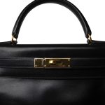 Kelly 28 Retourne Black Box Calfskin Gold Plated A Square Stamp - Image 3