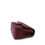 Burgundy Lambskin Quilted Mini Rectangular Flap Silver Hardware - Image 5