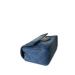 24S Blue Denim Quilted Mini Rectangular Flap Aged Gold Hardware - Image 9
