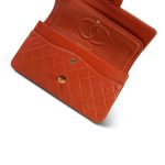 Orange Lambskin Quilted Medium Classic Flap Gold Hardware - Image 12