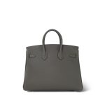 Birkin 25 Gris Meyer Togo Palladium Plated W Stamp - Image 9