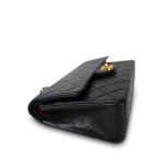 Black Lambskin Quilted Classic Flap Medium Gold Hardware - Image 6