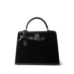 SOLD Kelly Sellier 28 Black Box Calfskin Palladium Plated [G] Stamp - Image 8