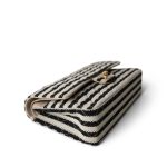 Ivory/Black Striped Coco Sailor Pearl Classic Flap Bag Gold Hardware - Image 5
