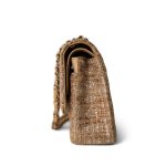 Bronze Gold Silver Tweed Quilted Beige Classic Flap Medium - Image 5