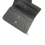 Dark Grey Lambskin Quilted Classic Flap Medium LGHW - Image 9
