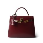 Kelly Sellier 28 Rouge H Box Calfskin Gold Plated W Circle Stamp - Image 10