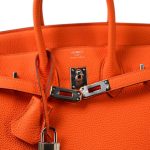 Birkin 25 Orange Minium Togo Palladium Plated B Stamp - Image 4