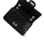19A Black Aged Calfskin Quilted Mini Reissue 2.55 Flap Gold Hardware Light gold - Image 11
