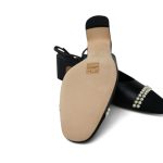 20P Black Lambskin Grosgrain Pearl Cap Toe CC Slingback Pumps Size 39.5 - Image 9