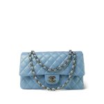 Pearly Blue Calfskin Classic Flap Medium Light Gold Hardware - Image 15