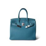 Birkin 30 Blue Jean Togo Palladium Plated L Square Stamp - Image 12