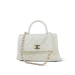 21A White Caviar Quilted Small Coco Handle LGHW - Image 3