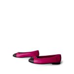 Chanel Fuchsia/Black Lambskin Cap Toe CC Ballerina Flats Size 38/7.5 - Image 5