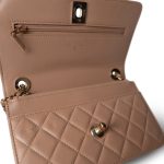 Beige Lambskin Quilted Trendy CC Wallet On Chain LGHW - Image 6