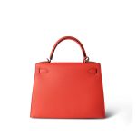 Kelly 28 Rose Texas Veau Epsom Leather Palladium Plated Y Stamp - Image 5