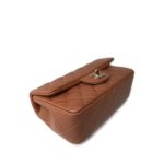 22S Caramel Lambskin Quilted Mini Rectangular Flap Light Gold Hardware - Image 6