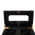 Black Lambskin Quilted Jewelry Box Small Light Gold Hardware - Image 11