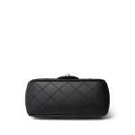 Black Lambskin Quilted Pearl Crush Mini Square Flap Light Gold Hardware - Image 9