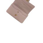 17C Light Pink Calfskin Chevron Quilted Classic Flap Medium Aged Gold Hardware - Image 12
