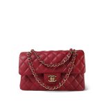 19B Red Caviar Quilted Small Classic Flap Light Gold Hardware - Image 7