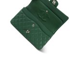 19B Dark Green Lambskin Quilted Medium Classic Flap Silver Hardware - Image 13