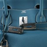 Shoulder Birkin 42 JPG Bleu Jean Clemence Palladium Plated [J] Stamp - Image 15