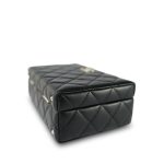 24K Black Lambskin Quilted Box Bag Small Light Gold Hardware - Image 3