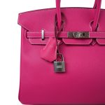 Birkin 25 Rose Tyrien Epsom Palladium Plated [Q] Stamp - Image 13