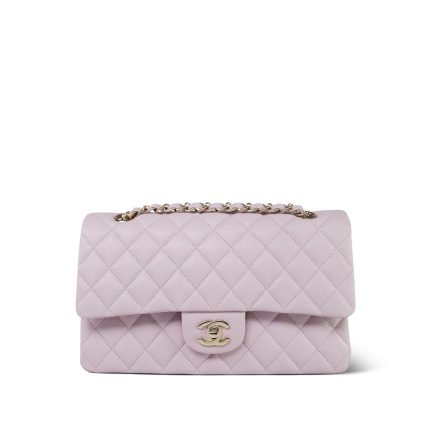 21S Light Pink Caviar Quilted Classic Flap Medium Light Gold Hardware