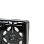 Black White CC Acrylic Minaudiere Box Clutch On Chain Silver Hardware - Image 2