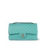24C Tiffany Blue / Turquoise Caviar Quilted Classic Flap Medium Light Gold Hardware