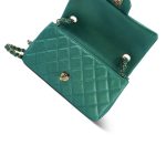 22A Iridescent Green Lambskin Quilted Mini Rectangular Single Flap LGHW - Image 11