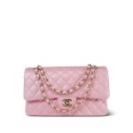 19S Iridescent Pink Caviar Quilted Medium Classic Flap Light Gold Hardware - Image 2