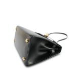 Mini Kelly 20 Black Box Calfskin Gold Plated P Circle Stamp - Image 5